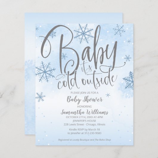 Baby Het is de Koude Uitnodiging van het Buiten Ba (Voorkant / Achterkant)