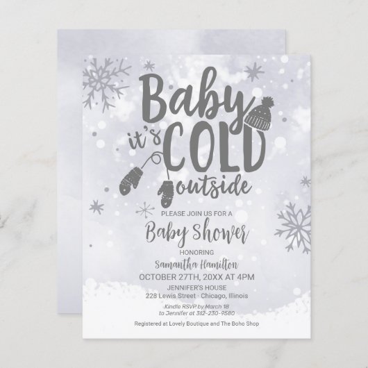 Baby Het is de Koude Uitnodiging van het Buiten Ba (Voorkant / Achterkant)