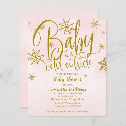 Baby Het is de Koude Uitnodiging van het Buiten Ba (Voorkant / Achterkant)