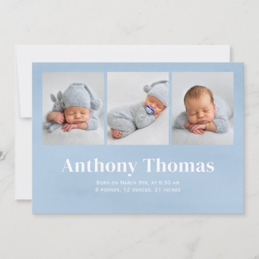 Baby Het is een Boy Waterverf waslijn Aankondiging (Voorkant)