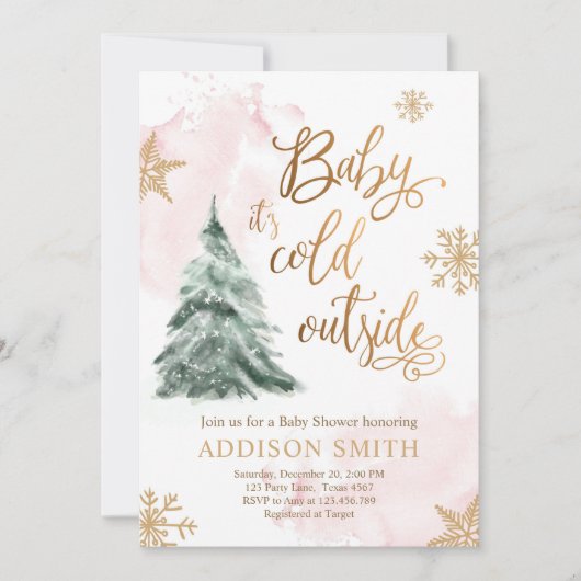 Baby Het is een koud buitenschoolbladertje winters Kaart (Voorkant)