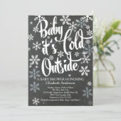 Baby Het is een koud Chalkboard neutraal Baby show Kaart (Staand voorkant)