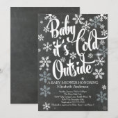 Baby Het is een koud Chalkboard neutraal Baby show Kaart (Voorkant / Achterkant)