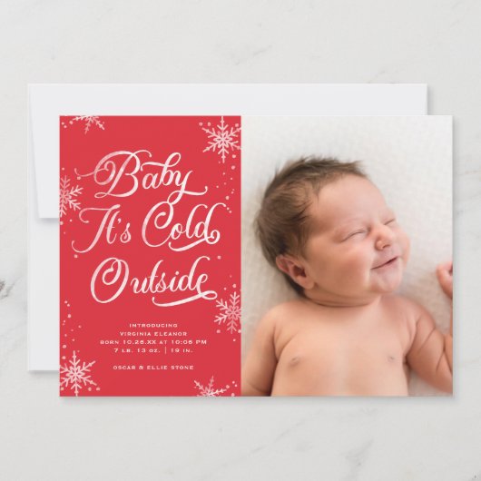 Baby Het is een koude buitenste feestdag fotokaart Feestdagenkaart (Voorkant)