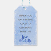 Baby Het is een koude Winter Snowflake Blue Boy Sh Cadeaulabel (Achterkant)