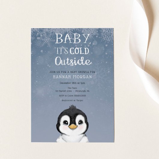 Baby het is het Baby shower Cold Winter Penguin Kaart