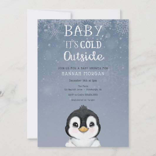 Baby het is het Baby shower Cold Winter Penguin Kaart (Voorkant)