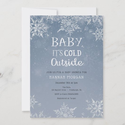 Baby het is het Baby shower van Cold Winter Snowfl Kaart (Voorkant)