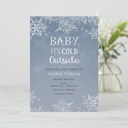 Baby het is het Baby shower van Cold Winter Snowfl Kaart (Staand voorkant)