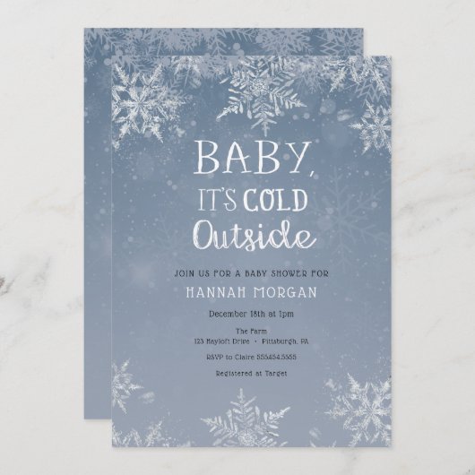 Baby het is het Baby shower van Cold Winter Snowfl Kaart (Voorkant / Achterkant)