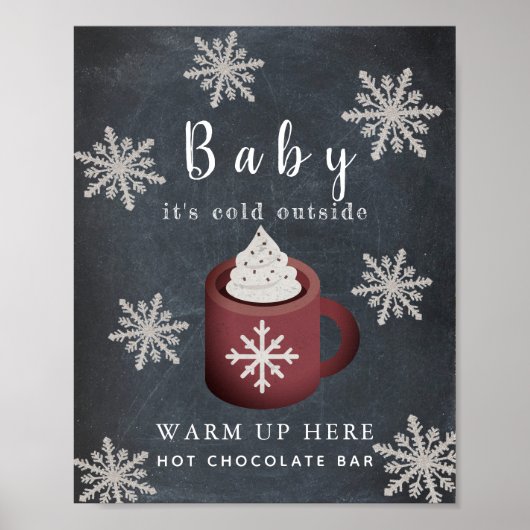 Baby Het is het koude bord met warme chocolade bor Poster (Voorkant)