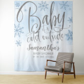 Baby Het is Kold Outside Boy Baby shower Backdrop Wandkleed (In situ)