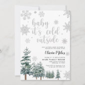 Baby Het is Kold Outside-uitnodiging winterzilver Kaart (Voorkant)