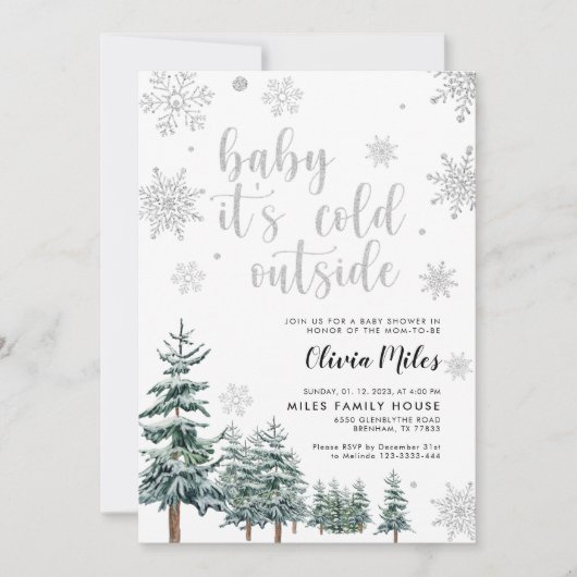 Baby Het is Kold Outside-uitnodiging winterzilver Kaart (Voorkant)