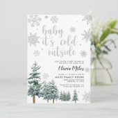 Baby Het is Kold Outside-uitnodiging winterzilver Kaart (Staand voorkant)