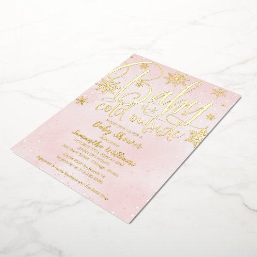 Baby Het is koud Baby shower van het wintermeisje  Folie Uitnodiging (Gedraaid)