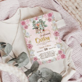 Baby Het is koud Bloemen Herten Baby Meisje Douche Kaart