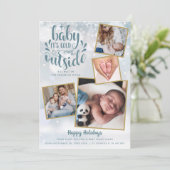 Baby Het is koud buiten 4 Foto Boy Holiday Birth Aankondiging (Staand voorkant)