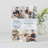 Baby het is koud buiten 4 foto sneeuw Kerstmis Feestdagenkaart (Staand voorkant)
