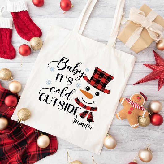 Baby Het is koud buiten aangepaste feestdag Tote Bag