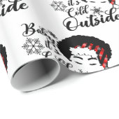 Baby Het is koud buiten Afro Woman Pset Santa Hat  Cadeaupapier (Rol Hoek)