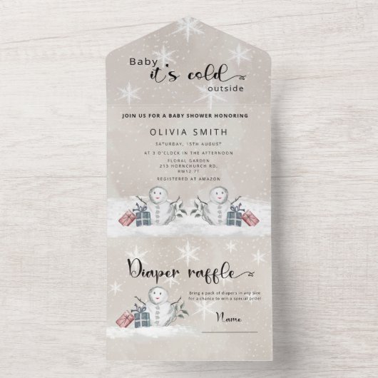 Baby het is koud buiten All In One Uitnodiging (Binnen)