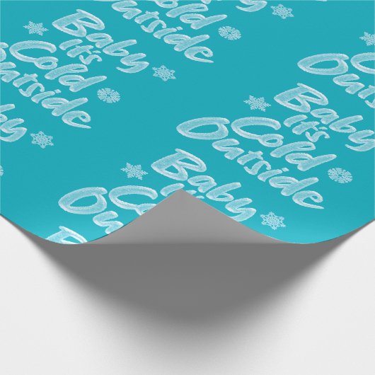 Baby Het is koud buiten Aqua Blauwgroen Kerstmis,  Cadeaupapier (Hoek)