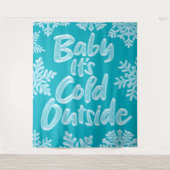 Baby Het is koud buiten Aqua Blauwgroen Kerstmis,  Wandkleed (Voorkant)