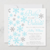 Baby Het is koud buiten Aqua Grey Baby shower Kaart (Voorkant)