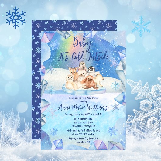 Baby Het is Koud Buiten Arctic Animals Baby shower Kaart