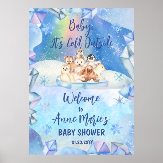 Baby Het is Koud Buiten Arctic Animals Baby shower Poster (Voorkant)