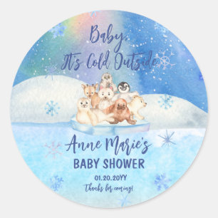 Baby Het is Koud Buiten Arctic Animals Baby shower Ronde Sticker