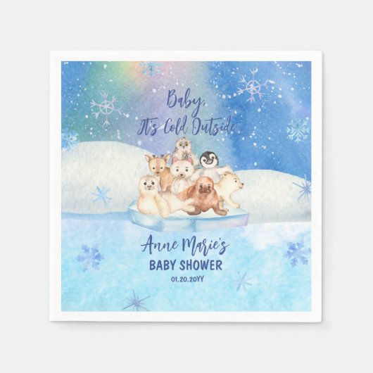 Baby Het is Koud Buiten Arctic Animals Baby shower Servet (Voorkant)