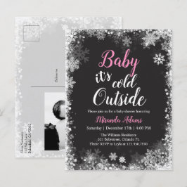 Baby het is koud buiten Baby Girl Baby shower Uitnodiging Briefkaart