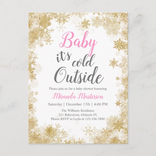 Baby het is koud buiten Baby Girl Baby shower Uitnodiging Briefkaart (Voorkant)