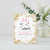 Baby het is koud buiten Baby Girl Baby shower Uitnodiging Briefkaart (Staand voorkant)