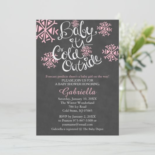 Baby Het is koud buiten Baby Girl Shower Invitatio Kaart (Staand voorkant)