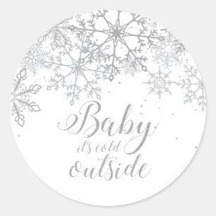 Baby het is koud buiten Baby Show Silver Ronde Sticker