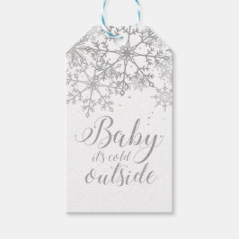 Baby Het is koud Buiten Baby Showe Silver Cadeaulabel