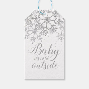 Baby Het is koud Buiten Baby Showe Silver Cadeaulabel