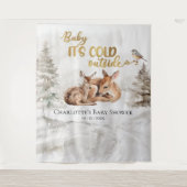 Baby het is koud buiten Baby shower Achtergrond Wandkleed (Voorkant)