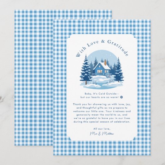 Baby Het is koud buiten Baby shower Dank je Bedankkaart (Voorkant / Achterkant)