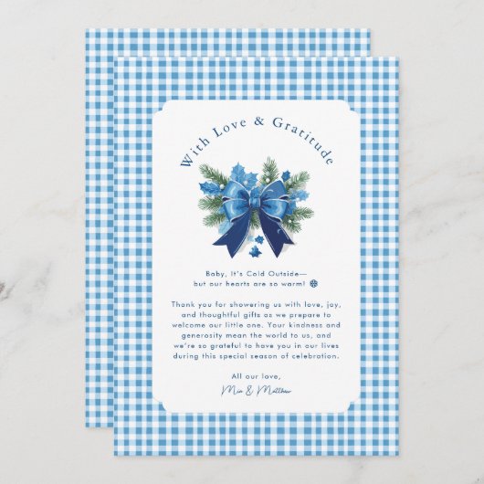 Baby Het is koud buiten Baby shower Dank je Bedankkaart (Voorkant / Achterkant)