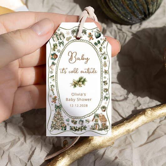 Baby Het is koud buiten Baby shower Dank je Cadeaulabel