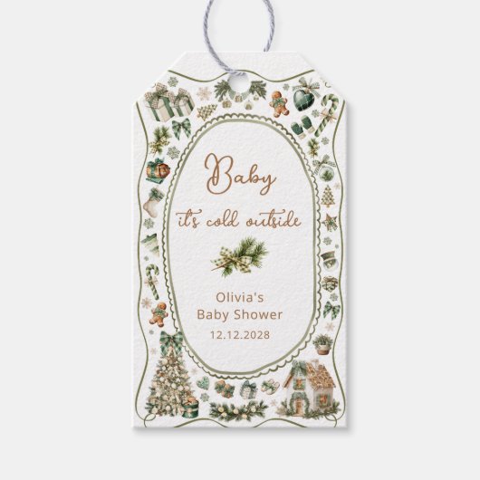 Baby Het is koud buiten Baby shower Dank je Cadeaulabel (Voorkant)