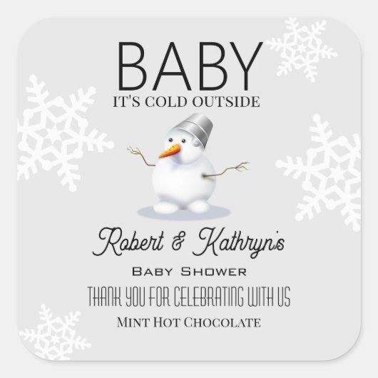 "Baby Het is koud buiten" Baby shower Favor Label (Voorkant)