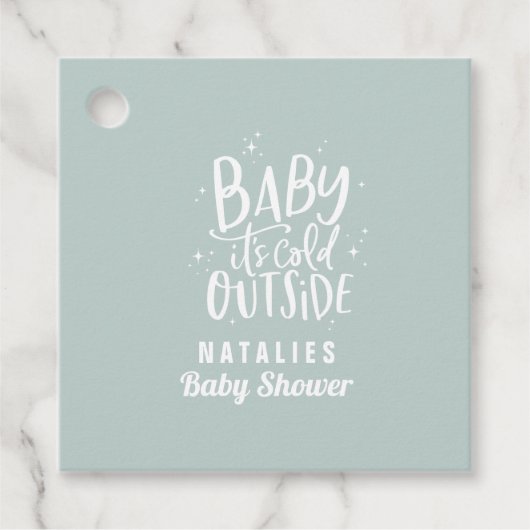 Baby het is koud buiten baby shower feestvierkant bedankjes labels (Voorkant)