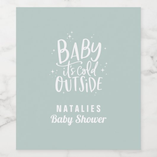 Baby het is koud buiten baby shower feestvierkant wijn etiket (Enkel label)