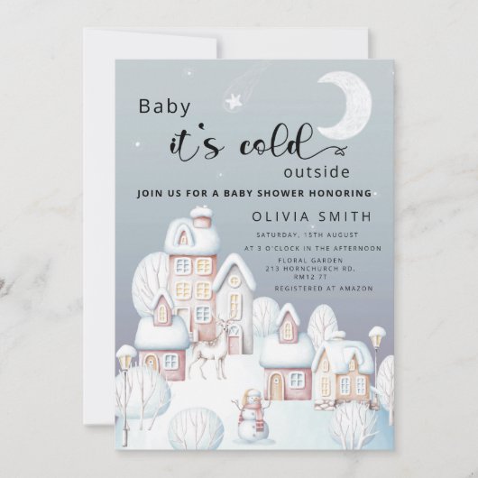 Baby het is koud buiten baby shower informatie kaart (Voorkant)