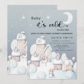 Baby het is koud buiten baby shower informatie kaart (Voorkant / Achterkant)